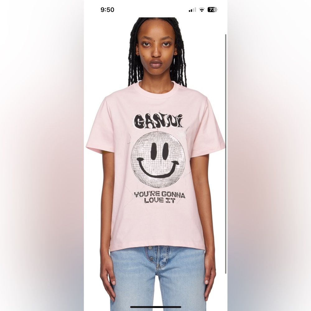 GANNI pink women’s disco ball tee xs
